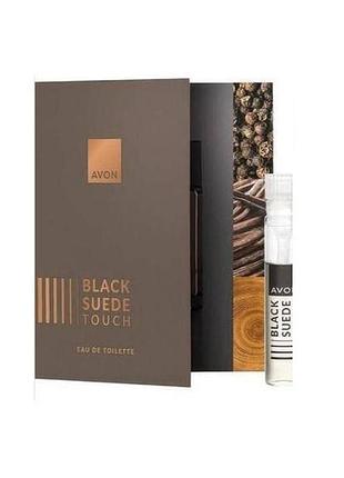 Открытка с пробным образцом туалетной воды avon black suede touch для него, 0,6 мл