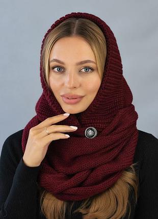 Капюшон с шарфом "дайна" (5304), бордовый