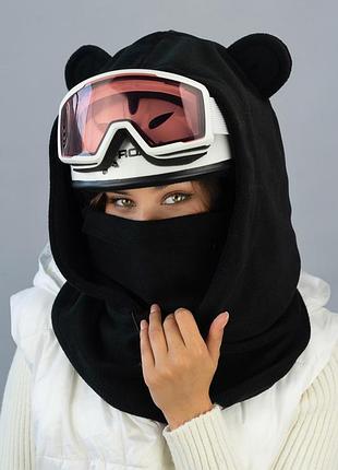 Флисовый каптур, капюшон-балаклава " flow" (6101), черный