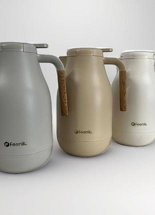 Термос у формі глечика feenik з харчового пластику зі скляною колбою на 2 л kd-200g білий