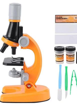 Детский микроскоп с увеличением 100х-1200х и аксессуарами ha -148 оранжевый