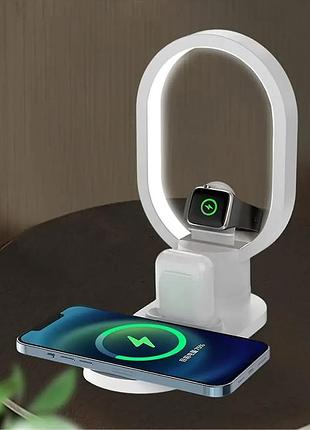 Беспроводная зарядная станция – led ночник 4in1 15вт