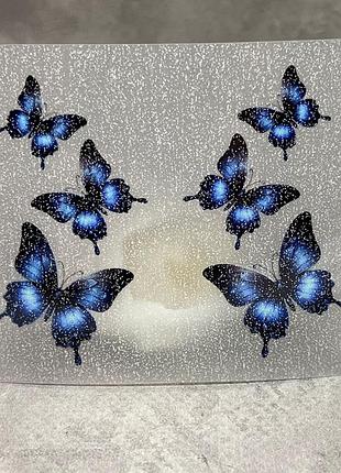 Термонаклейка- глиттер - "бабочки" (арт 018967), размер одной наклейки 3,8*6 см, 1 пара, ассорти