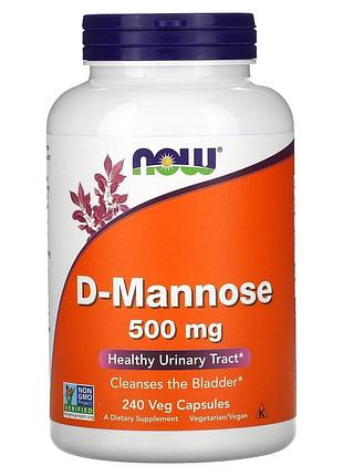 D-манноза, d-mannose, now foods, 500 мг, 240 вегетарианских капсул