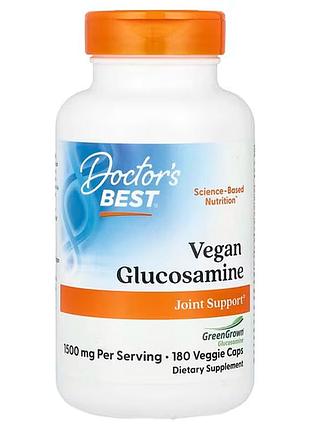 Глюкозамин, vegan glucosamine, doctor's best, 1500 мг, 180 веганских капсул