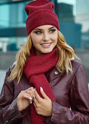 Комплект «беатрис» (шапка и шарф), бордовый