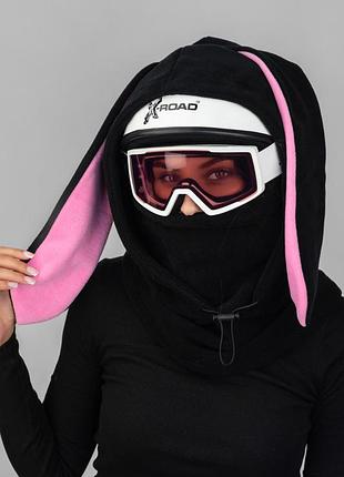Флисовый каптур, капюшон-балаклава braxton "luffon" (6106), черный + розовый