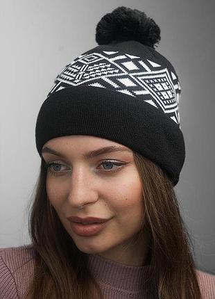 Шапка «skier», черный + белый