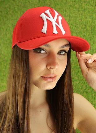 Бейсболка «нью-йоркер», красный + белый