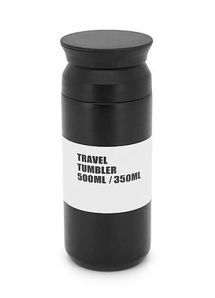 Спортивная термобутылка merlion, объем 350 мл., двойная крышка, колба из нержавеющей стали, черная