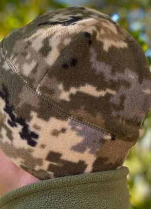 Флисовая шапка подшлемник тактическая плотность 300гр/м универсальный цвет олива пиксель мультикам черна dm-11