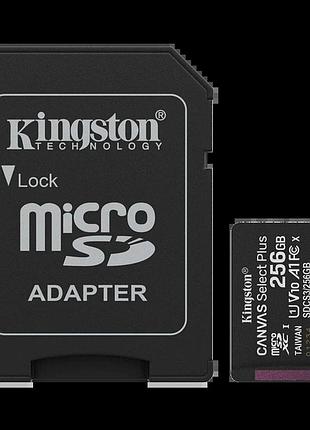 Карта памяти kingston microsd 256gb c10 uhs-i a1 v10 r150mb/s + sd