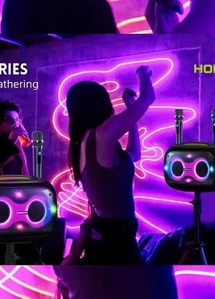 Портативная беспроводная bluetooth колонка для караоке hopestar partybox, 120 вт с двумя микрофонами