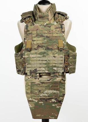 Комплект плитоноска тактическая с усиленной защитой шеи и паха антипрокольный мультикам 46-60 размер ve-33