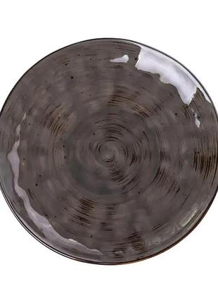 Тарілка сервірувальна кругла порцелянова 22 см коричнева hp23394