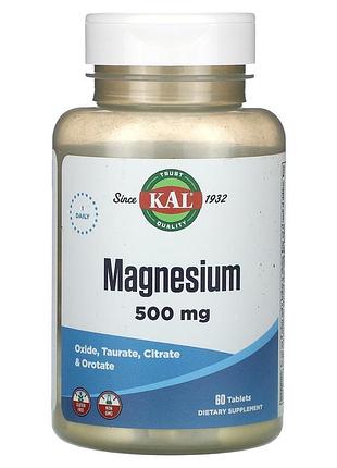 Магний, magnesium, kal, 500 мг, 60 таблеток