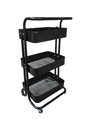 Стеллаж этажерка с полками на колесах zm-1670 черный