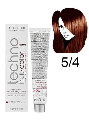 Alter ego techno fruit color permanent крем фарба технофрут колор 5/4 мідний світло каштановий