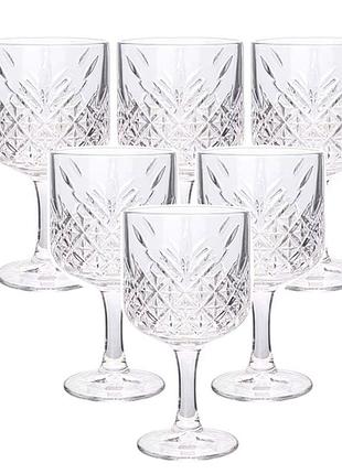 Бокалы для вина на высокой ножке набор 6 шт винный бокал стеклянный прозрачный 400 мл hp-yh-44