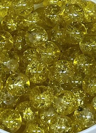 Стеклянные бусины "битое стекло" 8 мм, цвет желтый, уп 98-100 шт, жёлтый