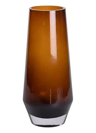 Ваза для квітів скляна 32 см скляна з кольорового скла 2.7 л коричнева hp-10-28