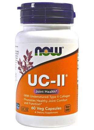 Коллаген типа ii, collagen, now foods, для здоровья суставов, неденатурированный, 60 вегетарианских капсул