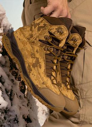 Кожаные демисезонные мужские берцы тактические. 36-46р койот+пиксель. из натуральной кожи! stdm-1022