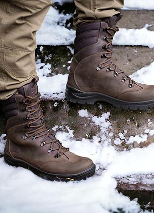 Берці зимові тактичні чоловічі. 35-47р коричневі. гідрофобна натуральна шкіра! stzm-1006