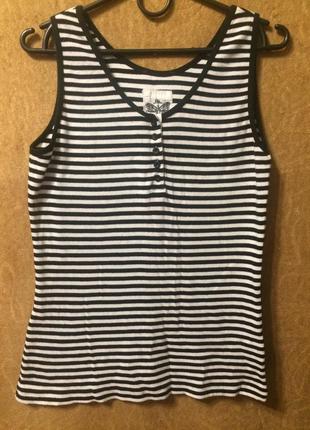 Тельняшка майка топ кофта в полоску чёрно-белая