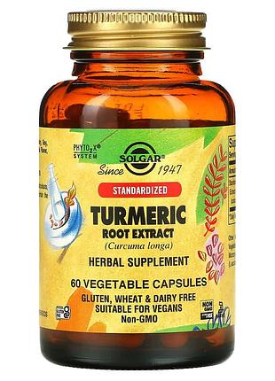 Куркума экстракт корня, turmeric, solgar, 60 вегетарианских капсул (400 мг в капсуле)