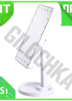 Ve настольное зеркало с подсветкой new version 22 led для макияжа прямоугольное на ножке usb белое для n6w_ver