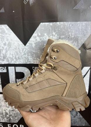Тактические зимние ботинки утеплитель мех до -25 размеры 36-48 нубук койот водоотталкивающая ткань корду dm-11