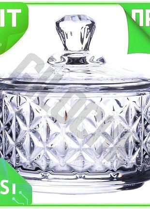 Ve конфета стеклянная с крышкой new version 6,5 см прозрачная для сладостей и декора. n6w_ver