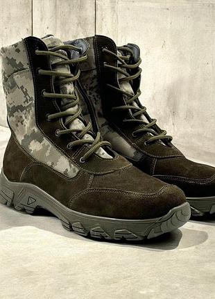 Шкіряні демісезонні жіночі берці тактичні. 36-50р олива. посилена п'ята та носок! mbdf-2137