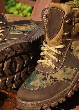 Военные мужские тактические берцы зимние. 36-48р коричневые+пиксель. легкие и теплые! mszm-1020