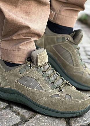 Зимние мужские тактические кроссовки. 36-50р олива. гидрофобная кожа! mbzm-1032