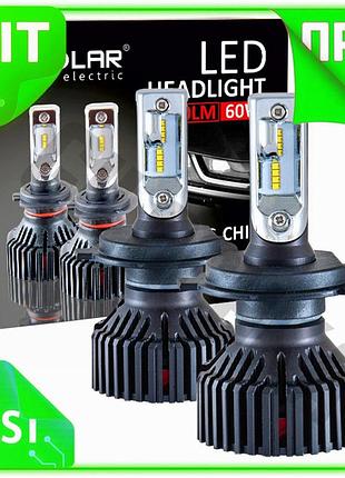 Ve led автолампа solar h4 new version 12/24v 8000lm 60w для автомобилей замена галогенных ламп светоди n6w_ver