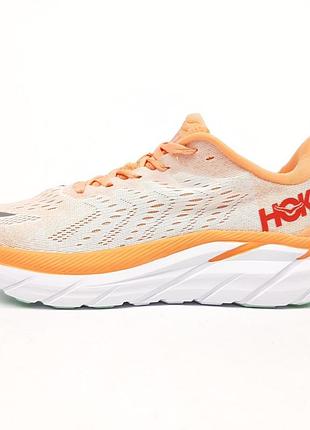 Hoka clifton 8 пудра з помаранчевим