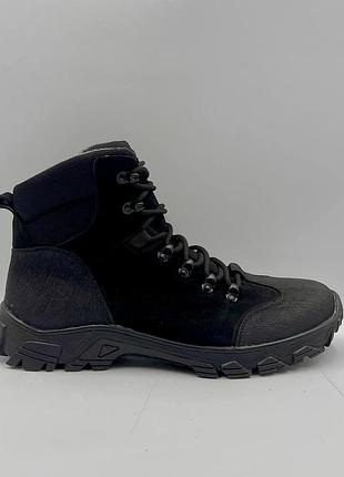 Зимние ботинки airtex premium черные 40-47р водонепроницаемые утепленные натуральная кожа ткань-кордура dm-11