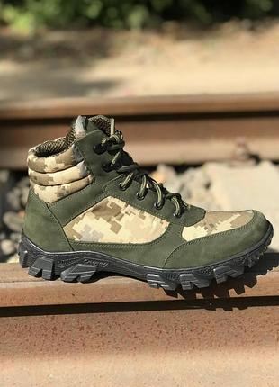 Зимові ботинки slimtex олива -25 нубук водостійка тканина теп розміри 36-46 комфортні зручні dm-11