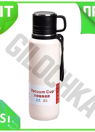 Ve термос 1л из нержавеющей new version стали белый с заварником для чая и кофе с помповым механизмом. n6w_ver