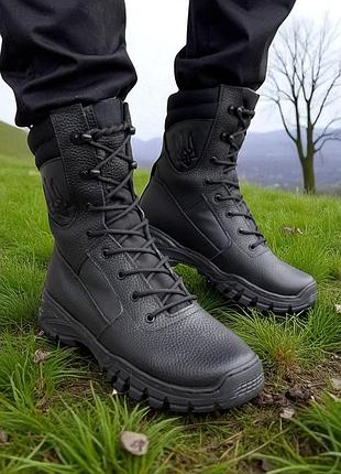 Кожаные летние берцы ботинки тактические. 36-49р черные. рассчитаны на тяжелую погоду! dslm-1054 47