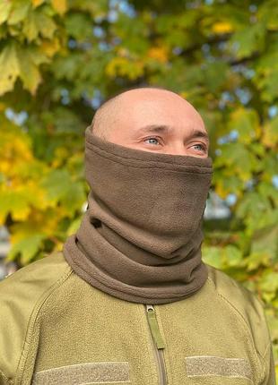 Флисовый баф тактический зимний с регулировкой эластичной резинкой 300гр/м оливковый 32х26,5 см. dm-11