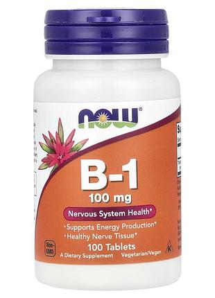 Тиамин, витамин в1, vitamin b-1, now foods, 100 мг, 100 таблеток