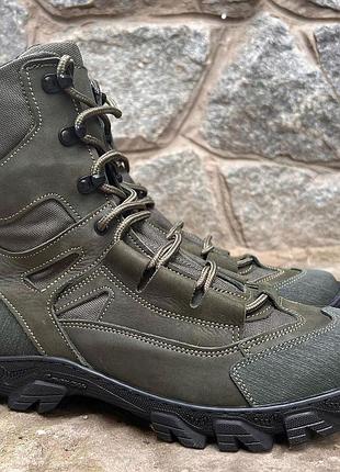 Зимние берцы мех олива гидрофобная кожа кордура прочность шерсть трековая подошва 39-46 dm-11