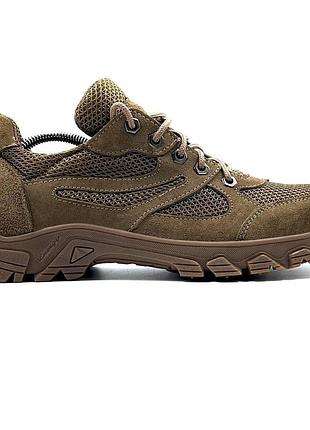 Тактические кроссовки койот летние кожаные 3d сетка трекинговая подошва ve-33