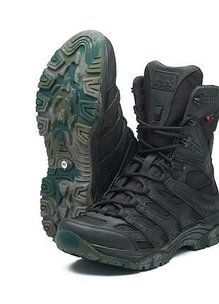 Тактические демисезонные берцы мембрана winterfrost черные для военных из гидрофобной кожи и кордуры ve-33