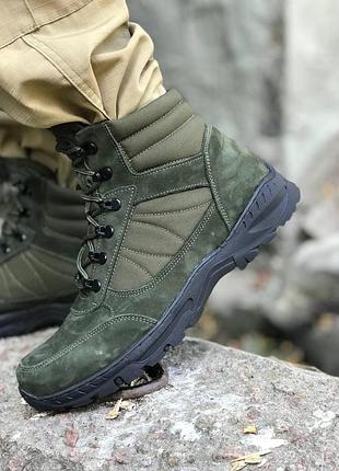 Зимові ботинки slimtex до -25 олива нубук водостійка тканина теп підошва розміри 36-46 ve-33