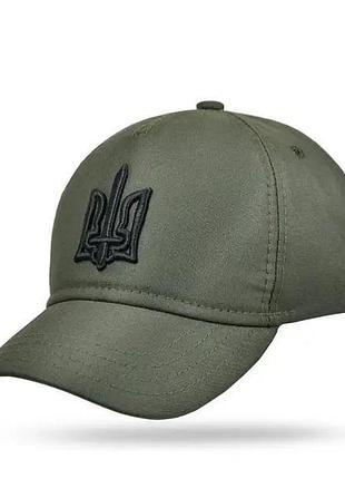 Кепка тактична літня олива зd тризубом чорним 3d герб україни регульована пряжкою 70% хлопок ve-33