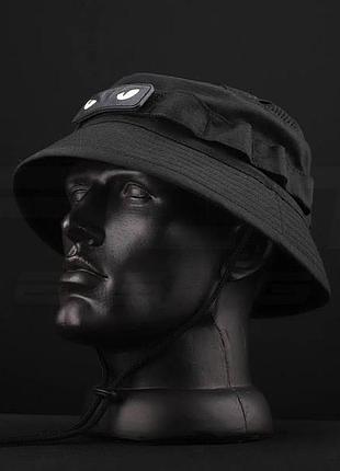 Панама тактична чорна ріп-стоп з вентиляцією та molle системою ve-33